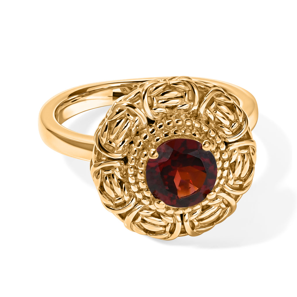 EverTrue - Red Garnet Solitaire Ring in Yellow Gold Tone 1.00 Ct._8634871