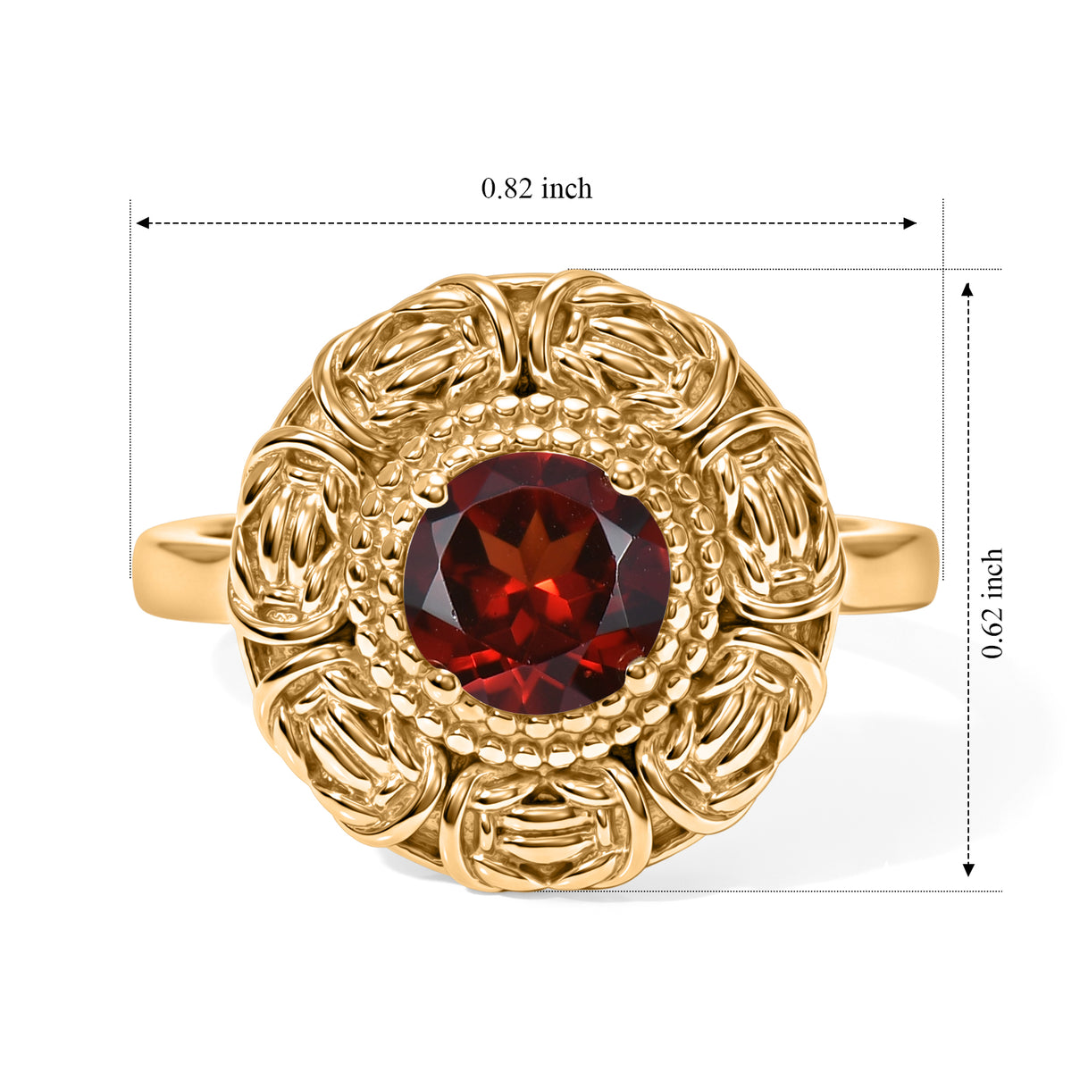 EverTrue - Red Garnet Solitaire Rosette Ring in Yellow Gold Tone 1.00 Ct. 8634871 5