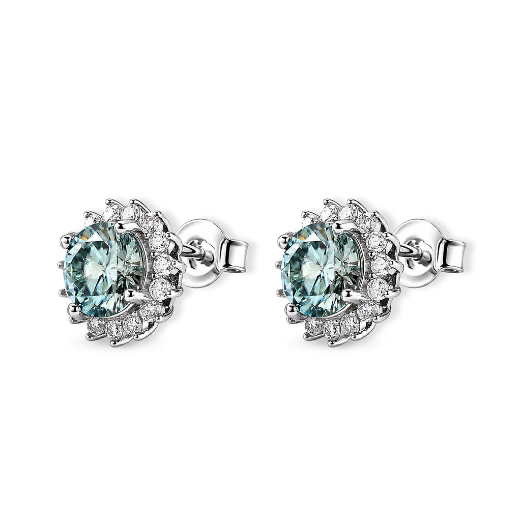 D'Joy - Moissanite Push Back Halo Earring in Rhodium Overlay Sterling Silver 1.90 Ct._8634881_3
