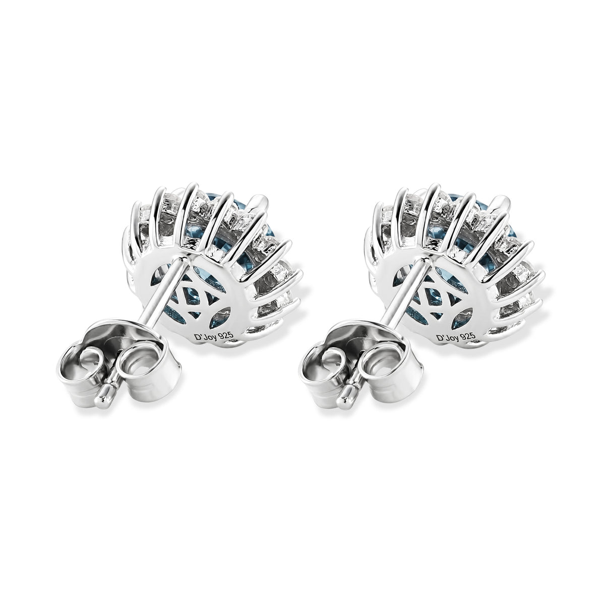 D'Joy - Moissanite Push Back Halo Earring in Rhodium Overlay Sterling Silver 1.90 Ct. V32519331 5
