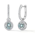 D'Joy - Paraiba Moissanite Hoop Drop Earring with Clasp in Rhodium Overlay Sterling Silver 2.37 Ct._8634882