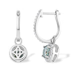 D'Joy - Paraiba Moissanite Hoop Drop Earring with Clasp in Rhodium Overlay Sterling Silver 2.37 Ct._8634882_3
