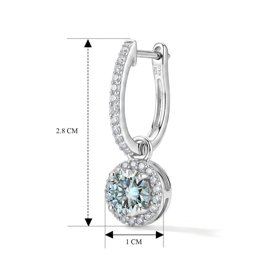 D'Joy - Paraiba Moissanite Hoop Drop Earring with Clasp in Rhodium Overlay Sterling Silver 2.37 Ct._8634882_4