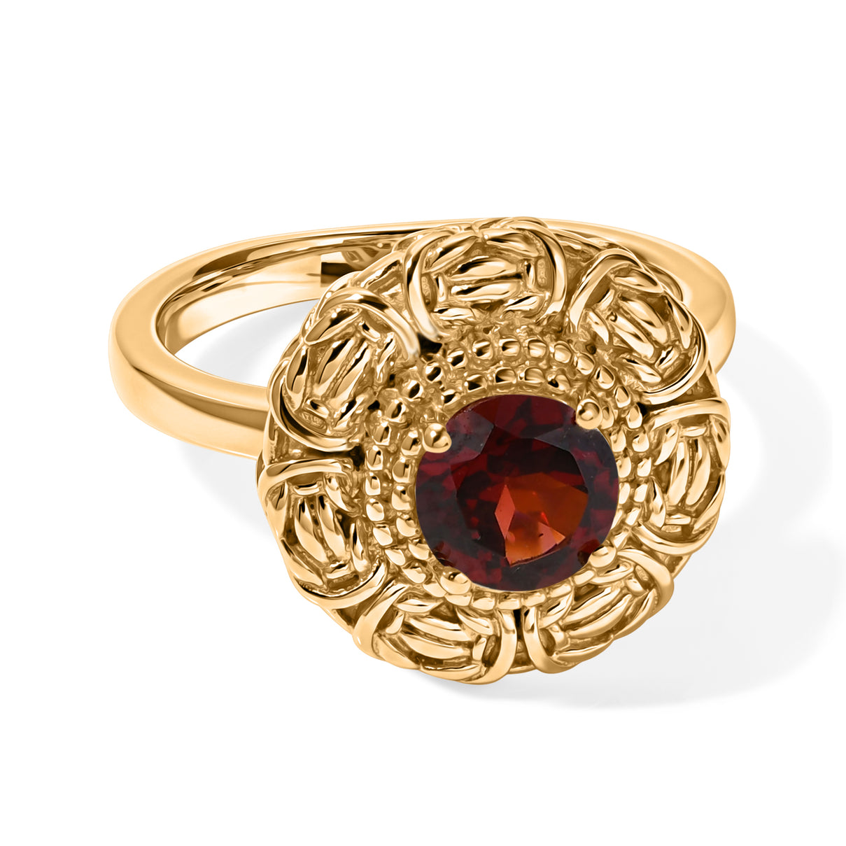 Natural Red Garnet Solitaire Rosette Ring 1.00 Ct. V32516501 0