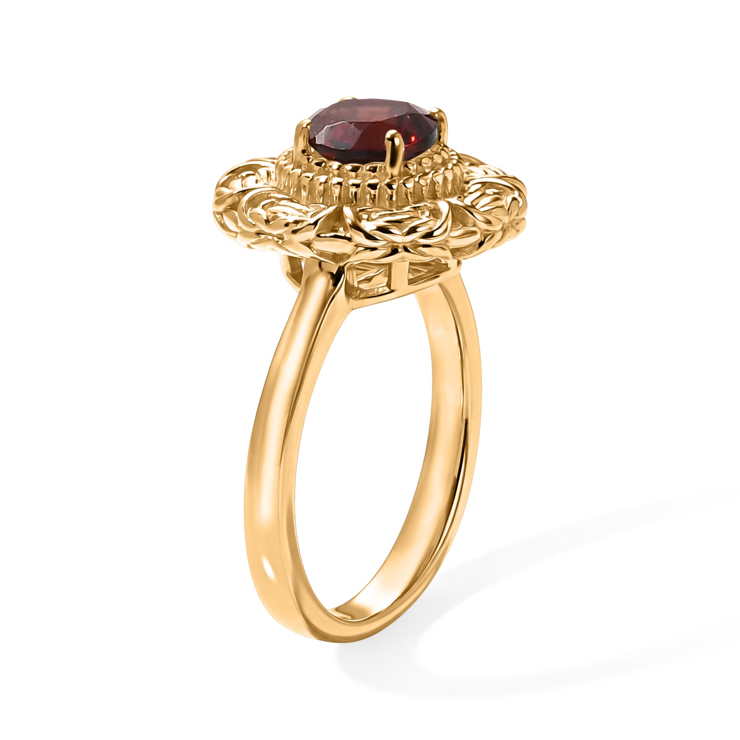 Natural Red Garnet Solitaire Rosette Ring 1.00 Ct. V32516501 3
