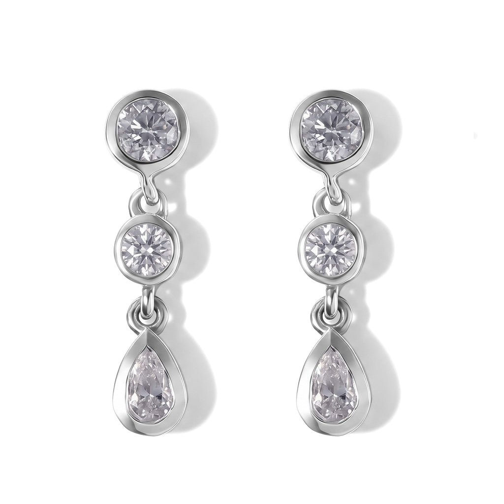D'Joy - Moissanite Dangling Earring with Push Post in Platinum Overlay Sterling Silver 1.00 Ct._8634903