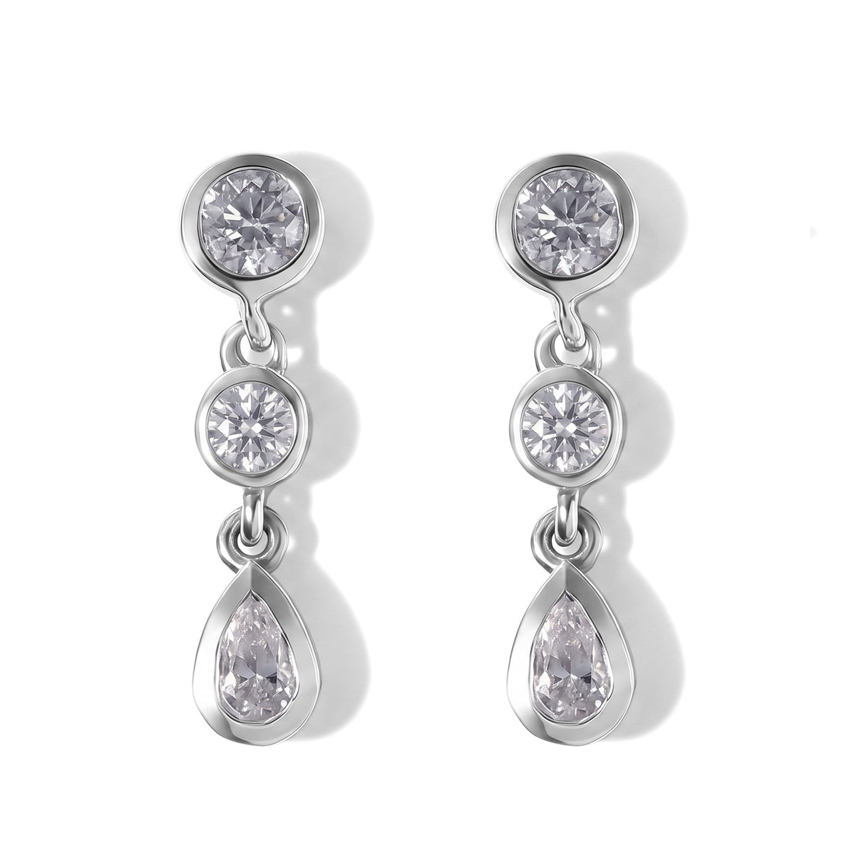 D'Joy - Moissanite Dangling Earring with Push Post in Platinum Overlay Sterling Silver 1.00 Ct. 8634903 0