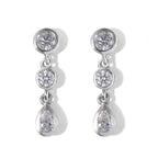 D'Joy - Moissanite Dangling Earring with Push Post in Platinum Overlay Sterling Silver 1.00 Ct._8634903