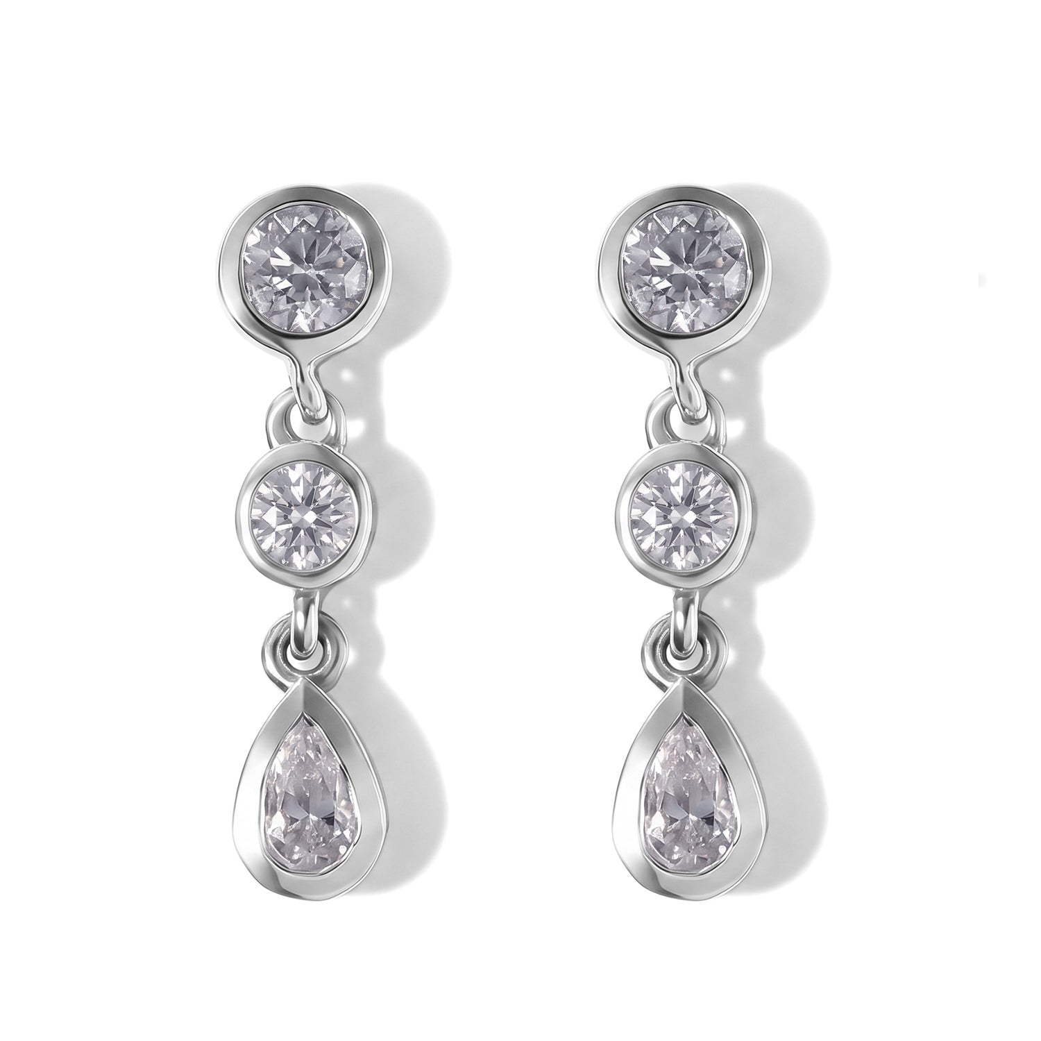D'Joy - Moissanite Dangling Earring with Push Post in Platinum Overlay Sterling Silver 1.00 Ct. 8634903 0