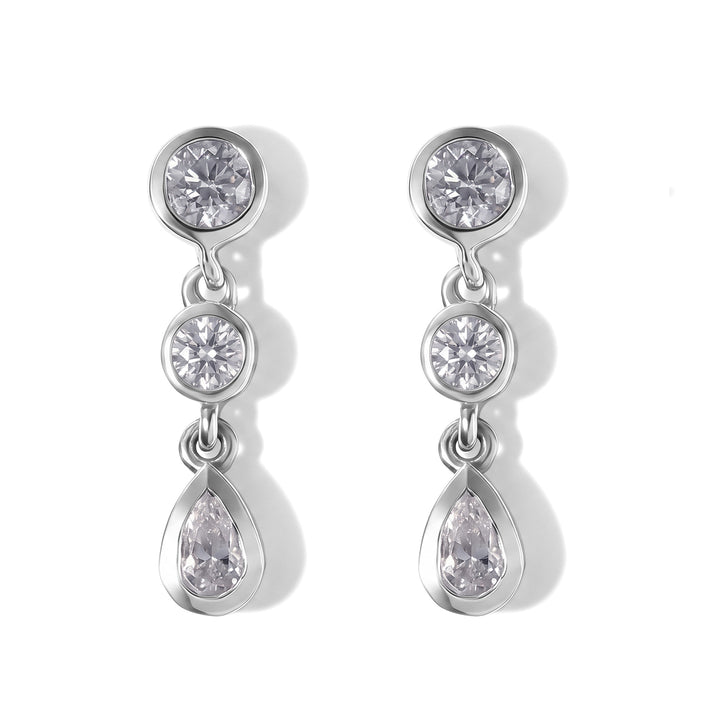 D'Joy - Moissanite Dangling Earring with Push Post in Platinum Overlay Sterling Silver 1.00 Ct. 8634903 1