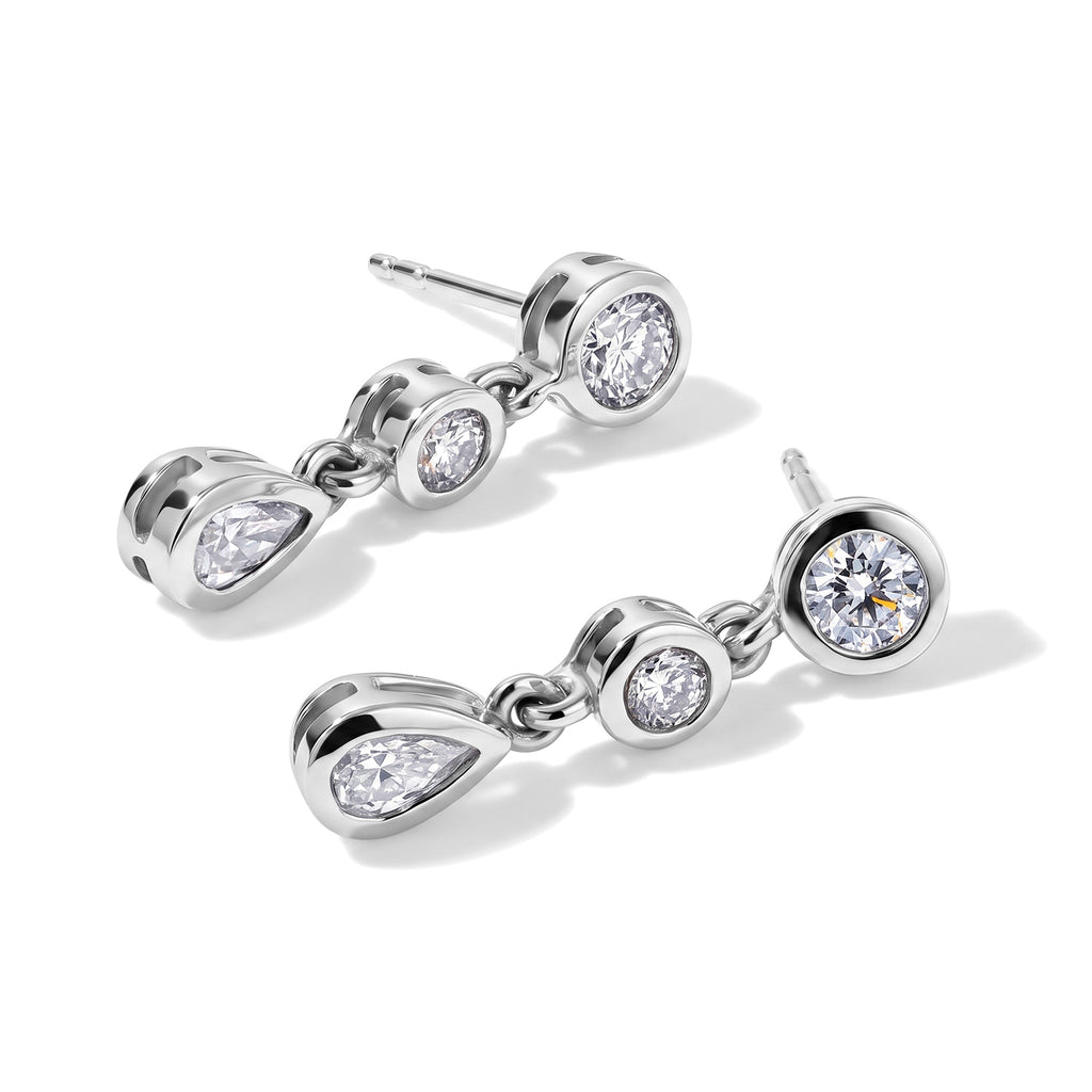 D'Joy - Moissanite Dangling Earring with Push Post in Platinum Overlay Sterling Silver 1.00 Ct._8634903_3
