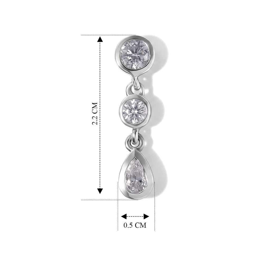 D'Joy - Moissanite Dangling Earring with Push Post in Platinum Overlay Sterling Silver 1.00 Ct._8634903_4