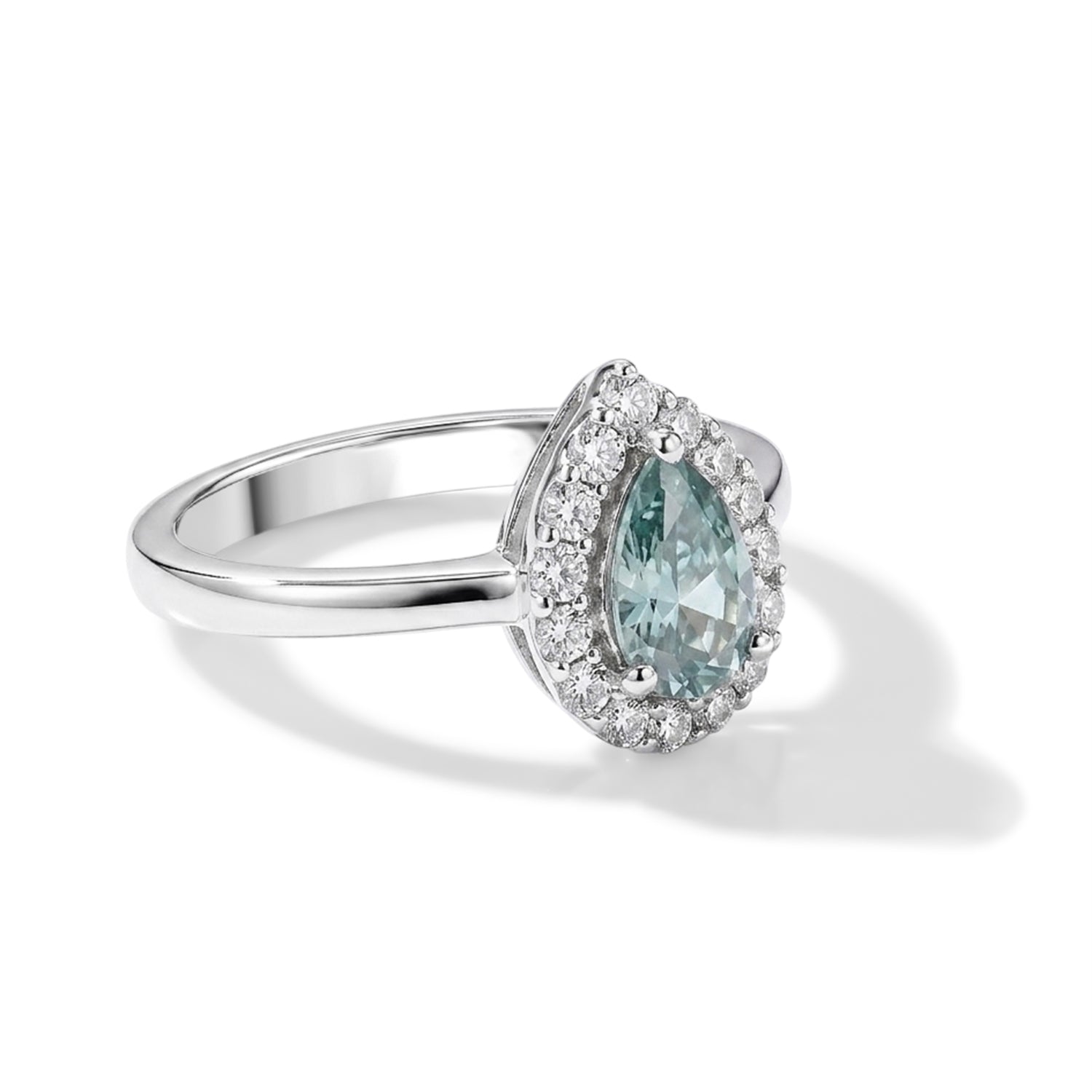 D'Joy - Paraiba Moissanite Halo Ring in Rhodium Overlay Sterling Silver 1.25 Ct. 8634938 0