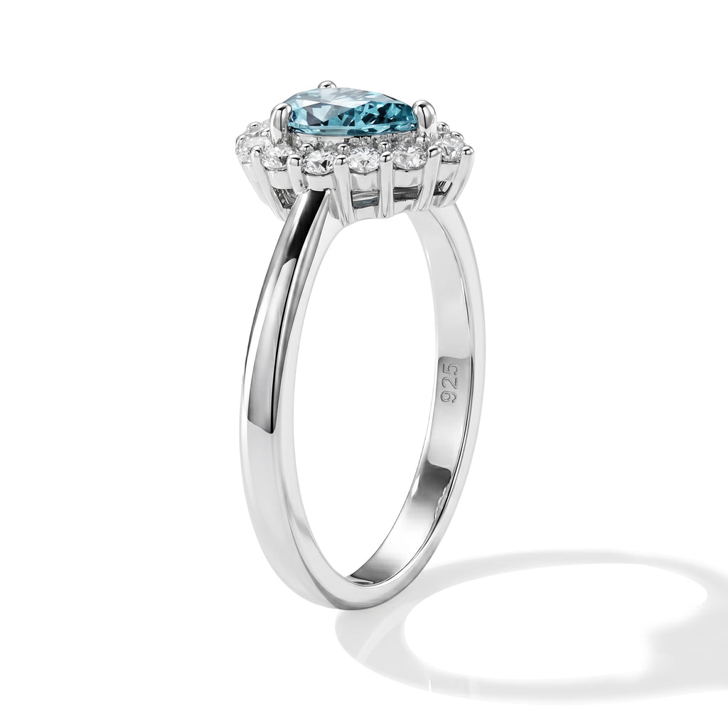D'Joy - Paraiba Moissanite Halo Ring in Rhodium Overlay Sterling Silver 1.25 Ct._8634938_3