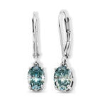 D'Joy - Paraiba Moissanite Solitaire Lever Back Earring in Rhodium Overlay Sterling Silver 1.50 Ct._8634972