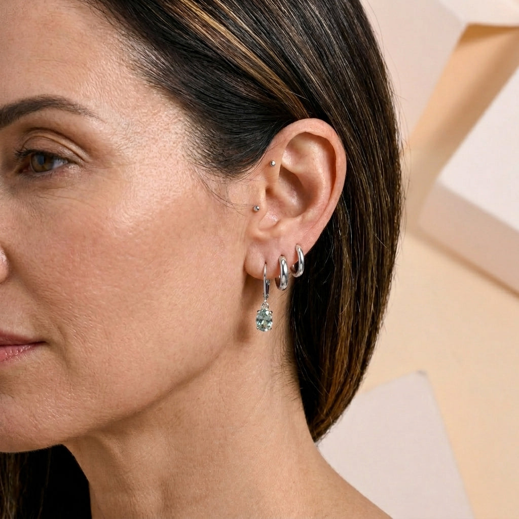 D'Joy - Paraiba Moissanite Solitaire Lever Back Earring in Rhodium Overlay Sterling Silver 1.50 Ct. V32515330 3