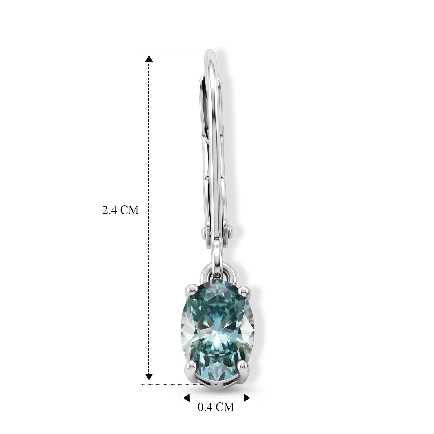 D'Joy - Paraiba Moissanite Solitaire Lever Back Earring in Rhodium Overlay Sterling Silver 1.50 Ct. V32515330 6