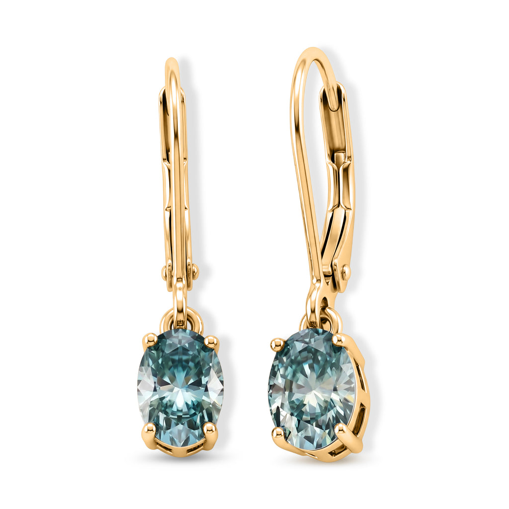 D'Joy - Paraiba Moissanite Solitaire Lever Back Earring in Yellow Gold Plated Sterling Silver 1.50 Ct._8634973