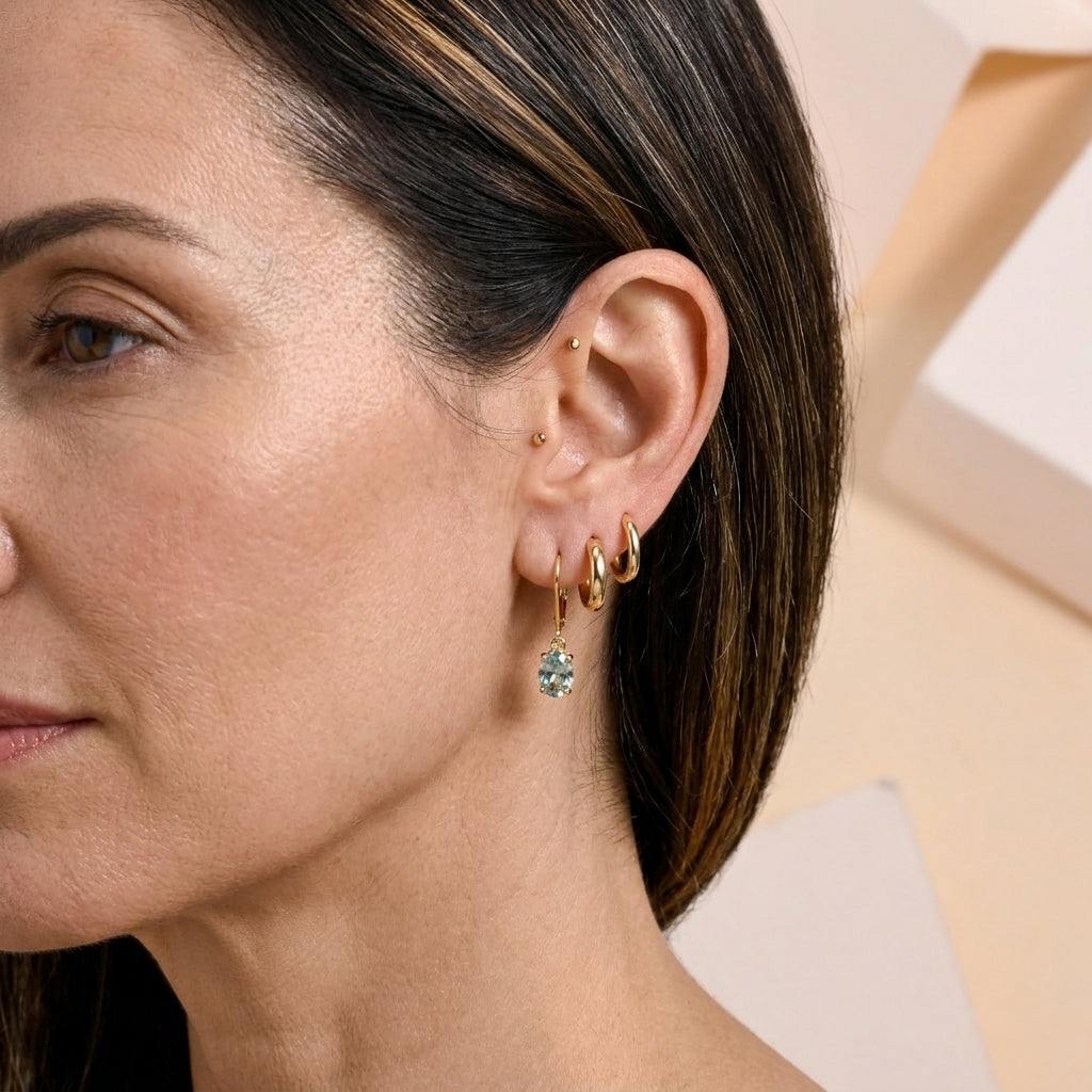 D'Joy - Paraiba Moissanite Solitaire Lever Back Earring in Yellow Gold Plated Sterling Silver 1.50 Ct. V32566798 3