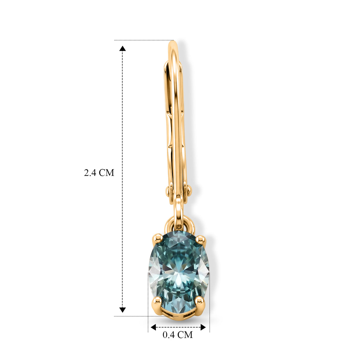 D'Joy - Paraiba Moissanite Solitaire Lever Back Earring in Yellow Gold Plated Sterling Silver 1.50 Ct. V32566798 6