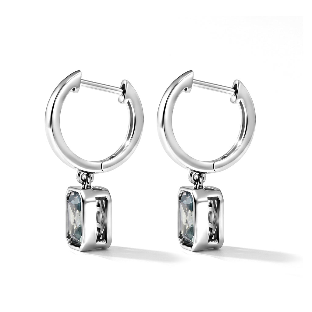 D'Joy - Paraiba Moissanite Full Hoop Earring with Clasp in Rhodium Overlay Sterling Silver 1.90 Ct._8634981_3