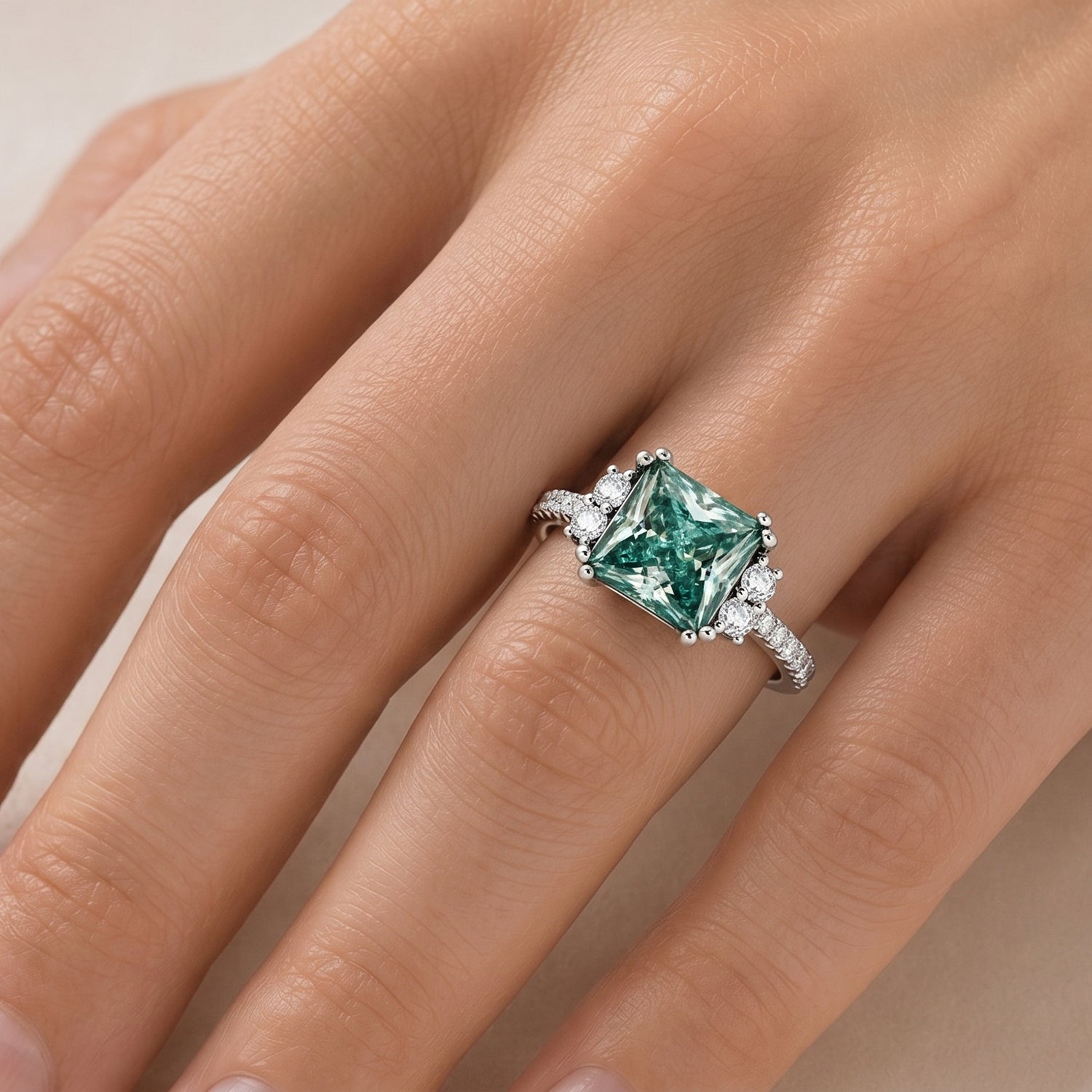 D'Joy - Paraiba Moissanite Ring in Rhodium Overlay Sterling Silver 2.85 Ct. 8634982 2