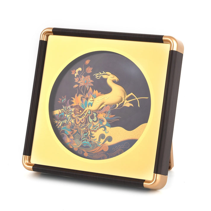 24K Yellow Gold NTGS Certified Foil Painting of Traditional Deer &amp; Nature Artwork 8634985 1