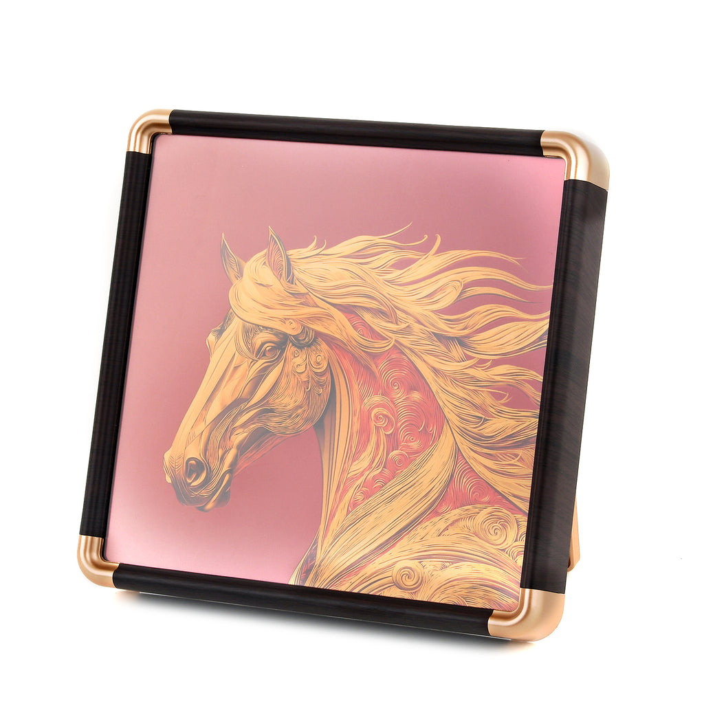 24K Yellow Gold NTGS Certified Foil Painting of Powerful Horse & Victory Symbolism_8634988