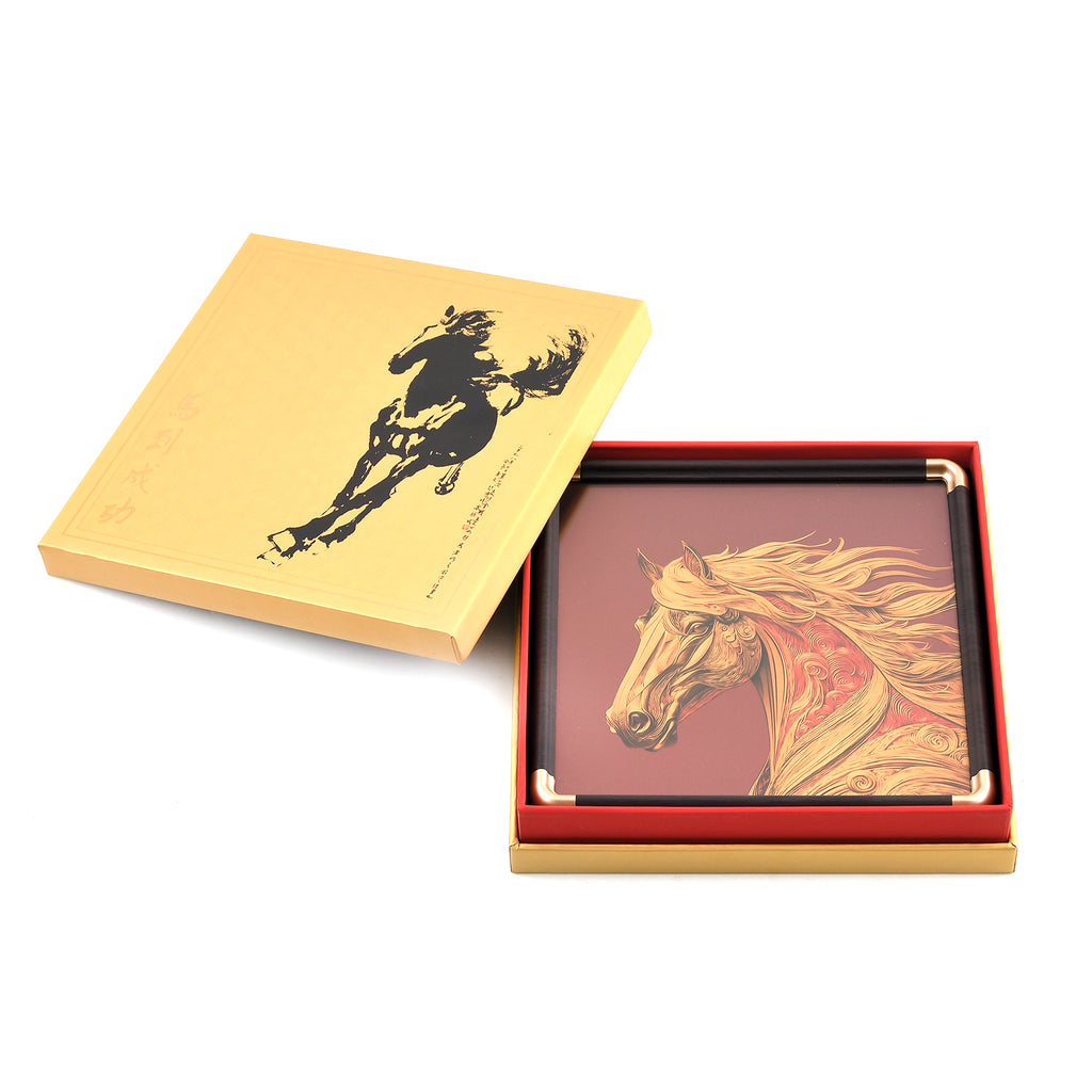 24K Yellow Gold NTGS Certified Foil Painting of Powerful Horse & Victory Symbolism_8634988_4