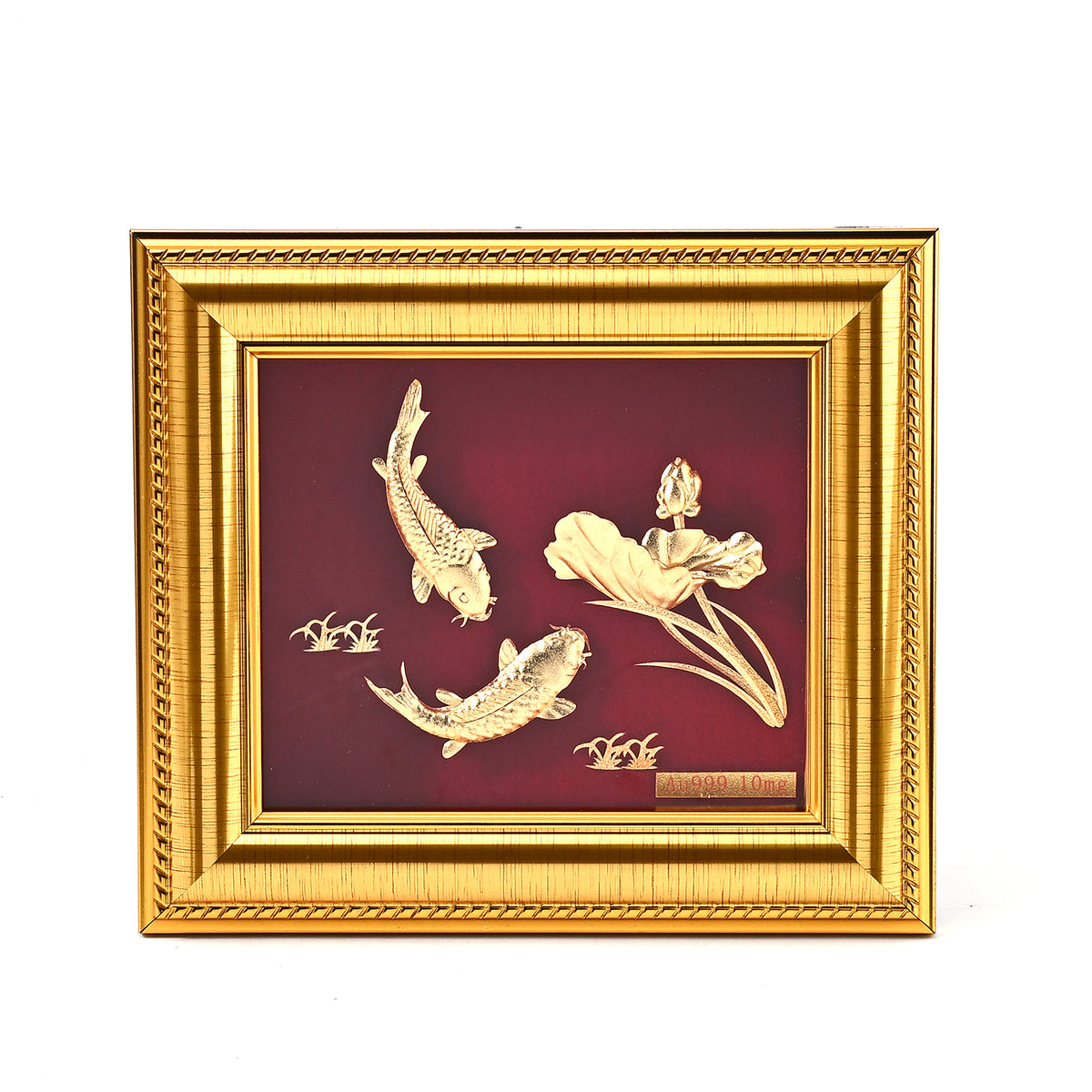 24K Yellow Gold NTGS Certified Foil Painting of Traditional Prosperity &amp; Koi Fish Artwork 8634991 3