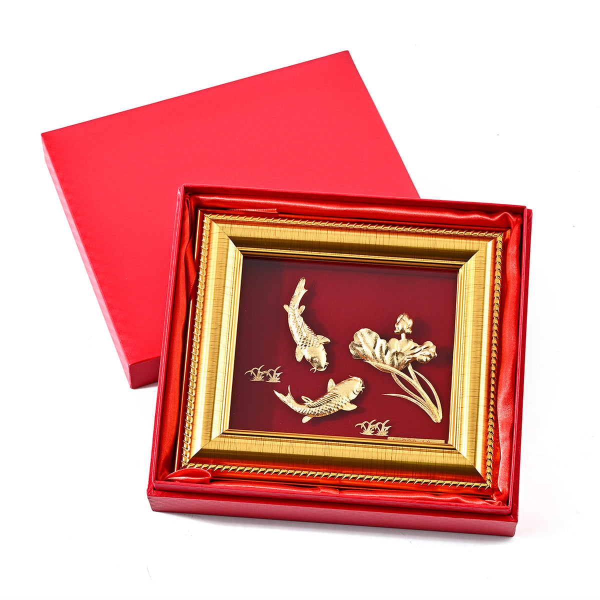 24K Yellow Gold NTGS Certified Foil Painting of Traditional Prosperity &amp; Koi Fish Artwork 8634991 5