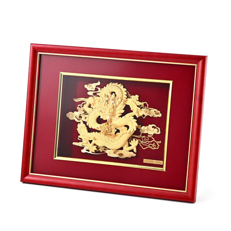 24K Yellow Gold NTGS Certified Foil Painting of Traditional Chinese Dragon Artwork_8634993