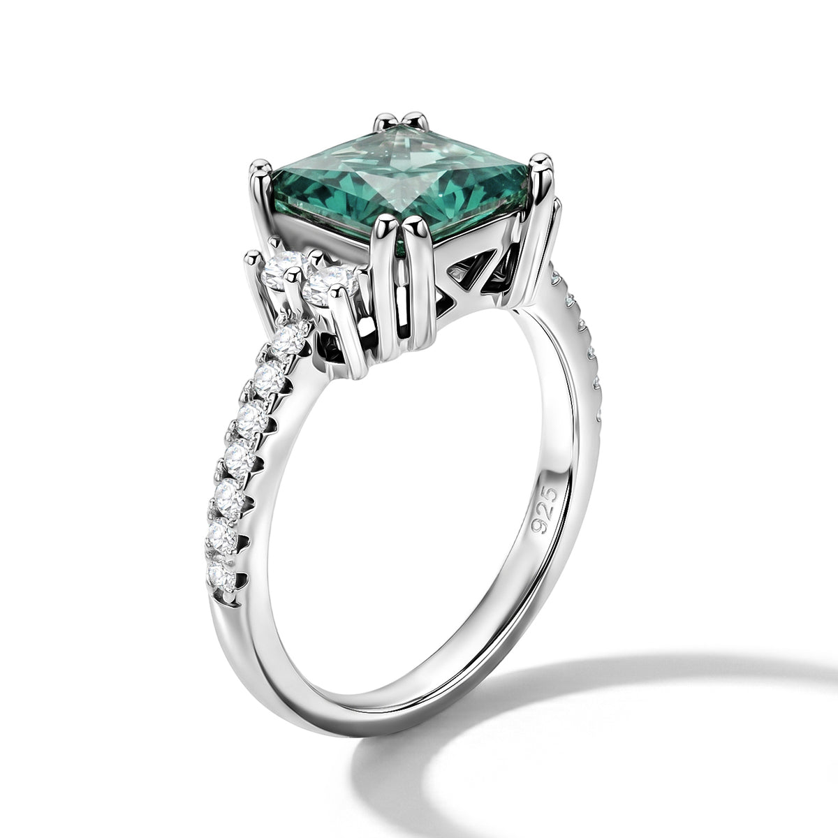 D'Joy - Paraiba Moissanite Ring in Rhodium Overlay Sterling Silver 2.85 Ct. V32604020 4