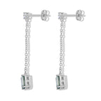 D'Joy - Paraiba Moissanite Dangling Earring with Push Back in Rhodium Overlay Sterling Silver 2.26 Ct._8635033_3
