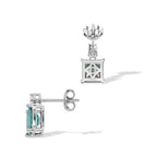 D'Joy - Paraiba Moissanite Dangling Earring with Push Back in Rhodium Overlay Sterling Silver 3.45 Ct._8635039_3