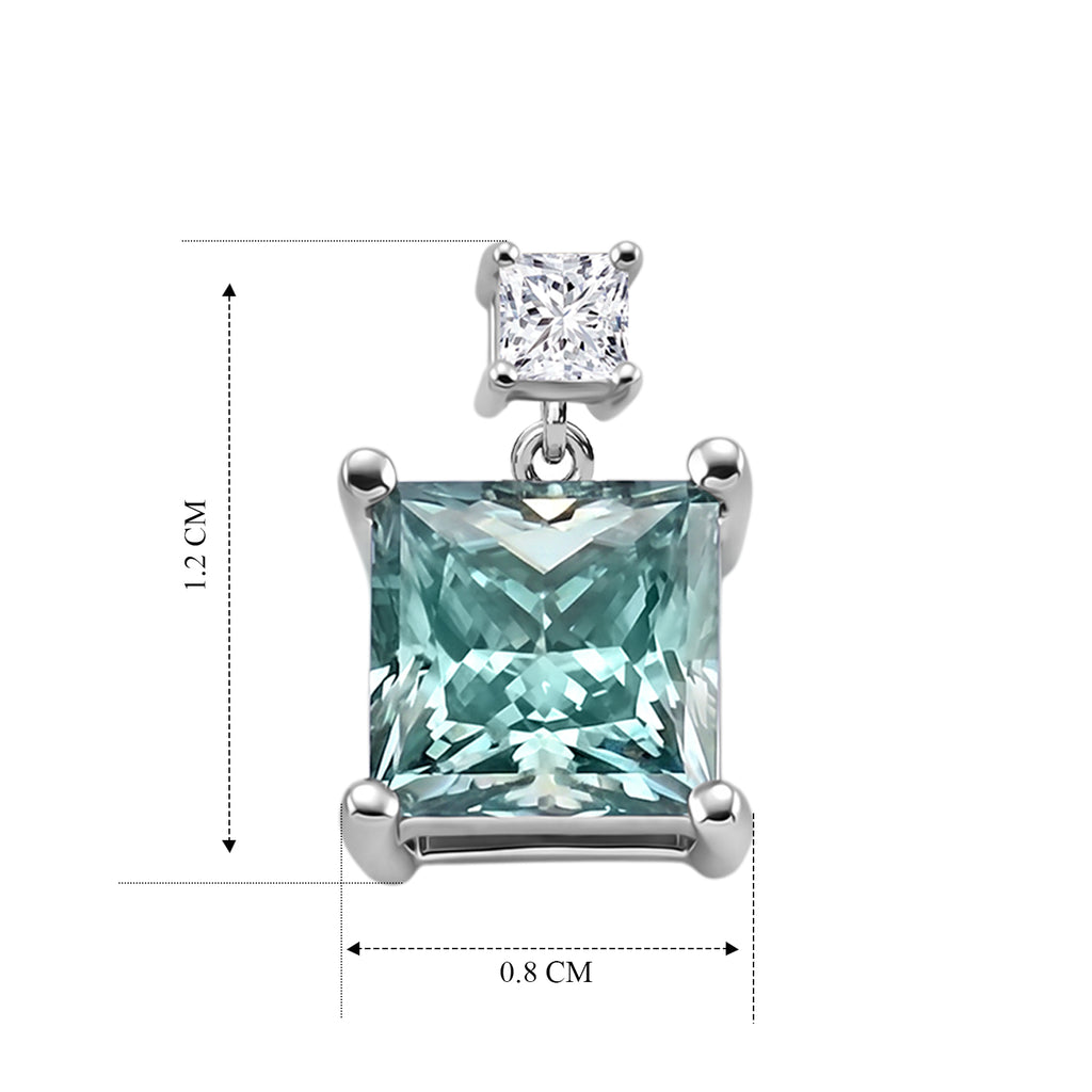 D'Joy - Paraiba Moissanite Dangling Earring with Push Back in Rhodium Overlay Sterling Silver 3.45 Ct._8635039_4