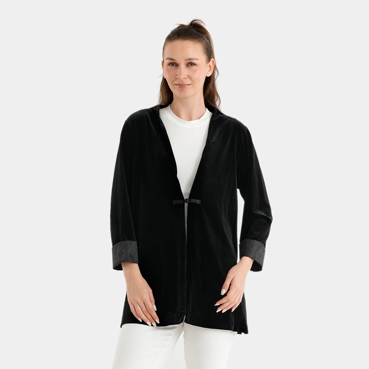 La Marey Velvet Long Cardigan (Size XL, 20-22) - Black 8635107 0