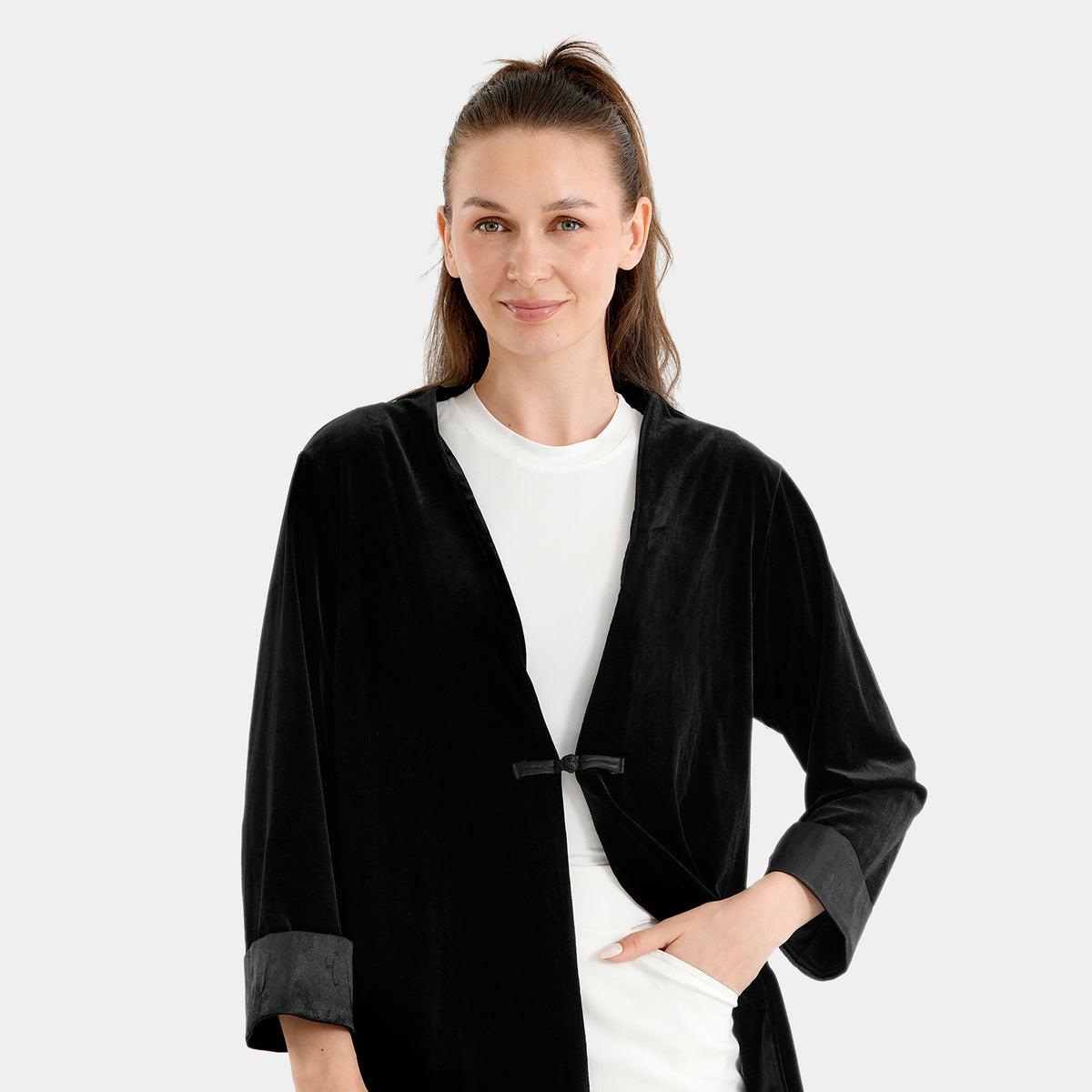 La Marey Velvet Long Cardigan (Size XL, 20-22) - Black 8635107 5