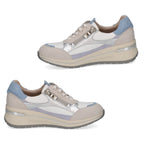 Caprice Ladies Danica Lace-Up Multicolour Panel Low Sneaker (Size 3) - White & Silver_8635199_1