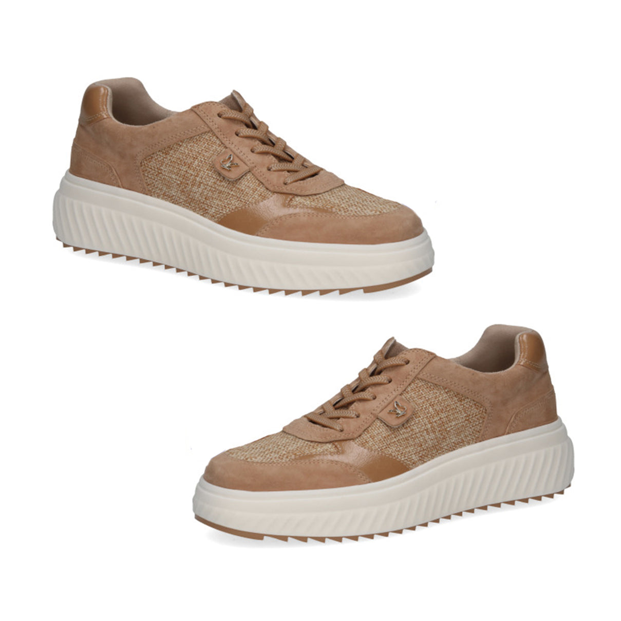Caprice Fritzy Womens Textured Lace-Up Trainers with Ribbed Platform Sole (Size 3.5) - Camel 8635214 0