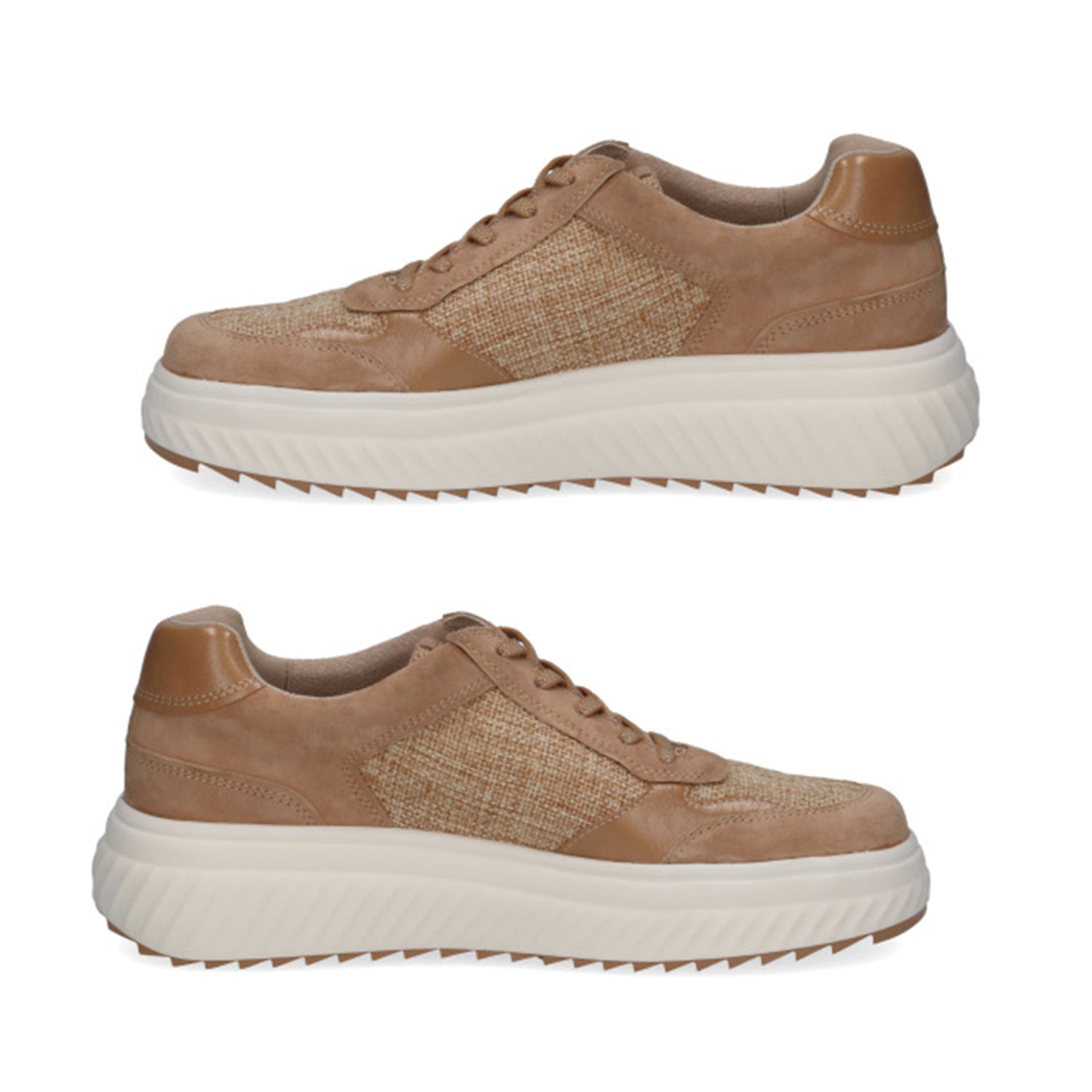 Caprice Fritzy Womens Textured Lace-Up Trainers with Ribbed Platform Sole (Size 3.5) - Camel 8635214 1