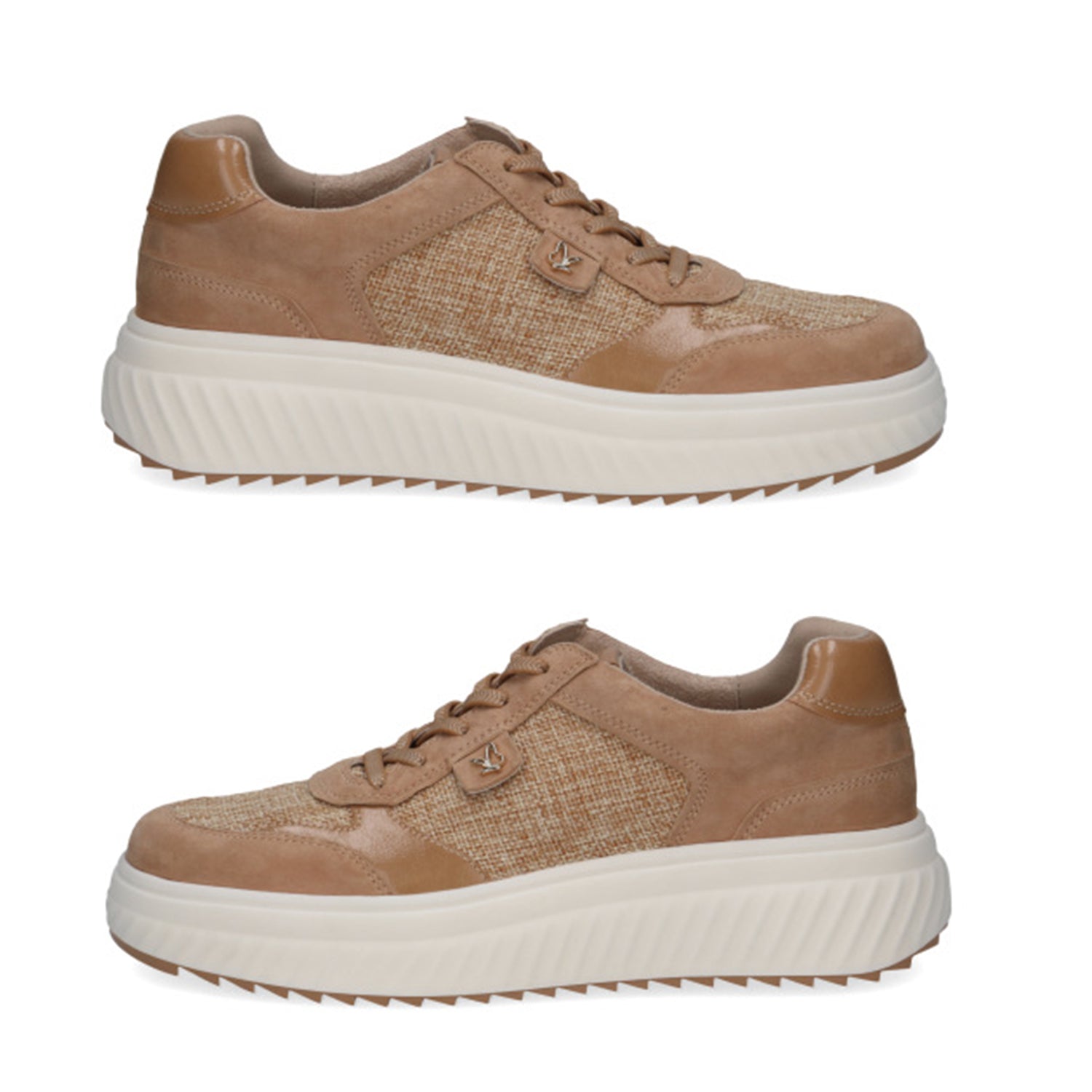 Caprice Fritzy Womens Textured Lace-Up Trainers with Ribbed Platform Sole (Size 3.5) - Camel 8635214 2