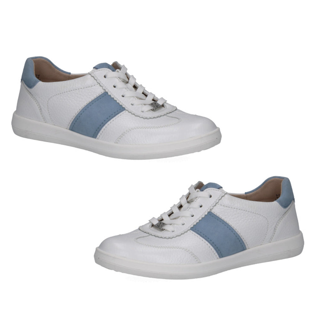 Caprice Gianna Womens Low Top Lace-Up Casual Sneakers (Size 4) - White Blue_8635256