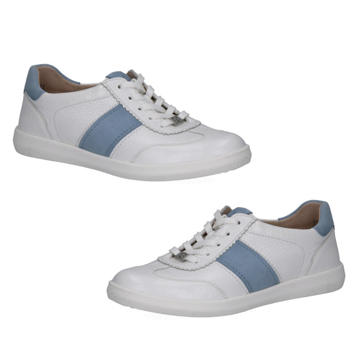 Caprice Gianna Womens Low Top Lace-Up Casual Sneakers (Size 4) - White Blue 8635256 1