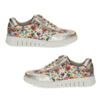 Caprice Fina Womens Metallic Gold Floral Lace-Up Low Top Sneakers with Side Zipper (Size 7) - Floral_8635283_1