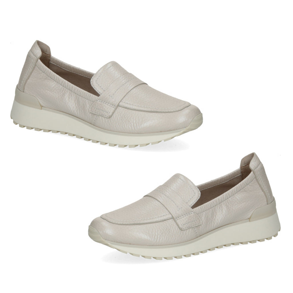 Caprice Pearl Leather Slip-On Loafer Sneakers with Cushioned Comfort Sole (Size 4) - Pearl_8635294