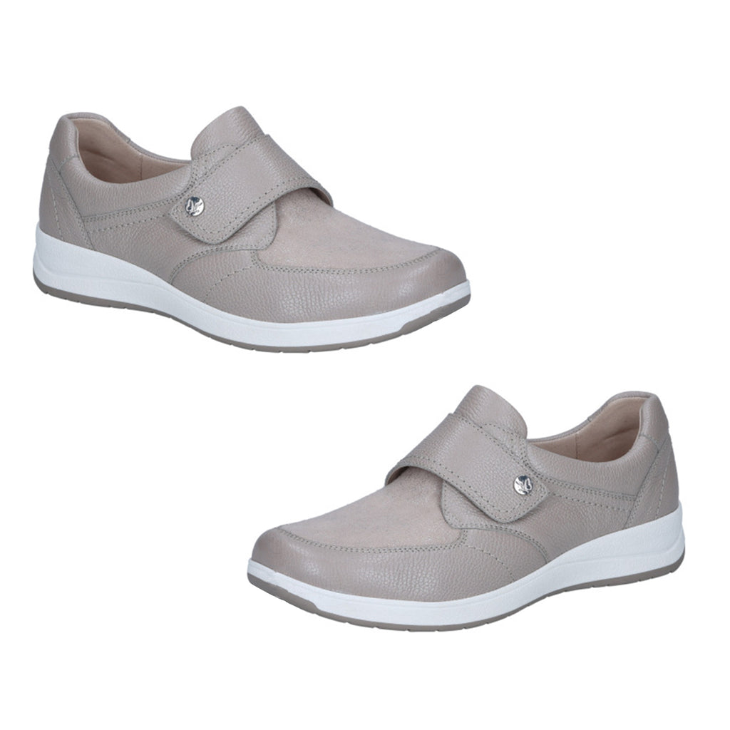 Caprice Gera Womens Velcro Strap Leather Shoes (Size 3.5) - Taupe_8635307