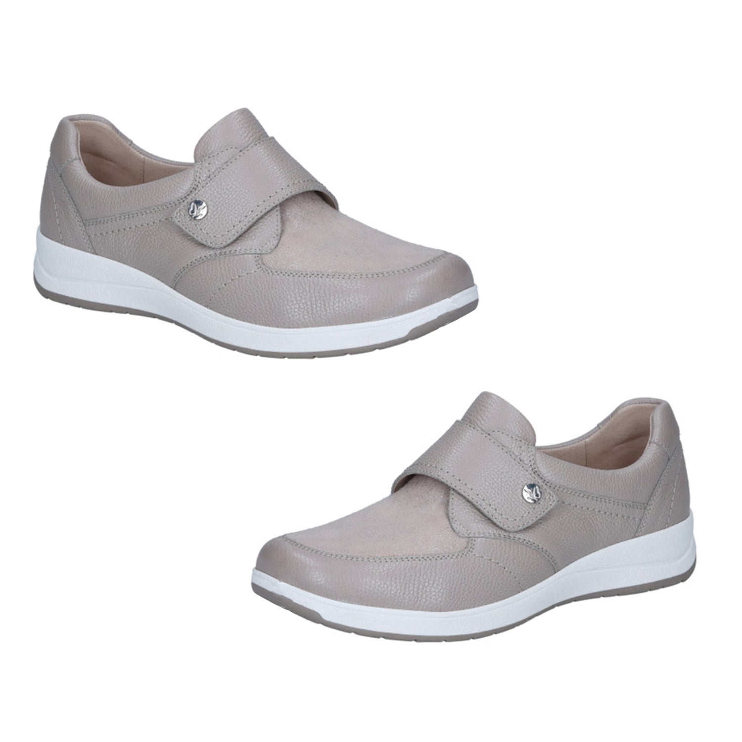 Caprice Gera Womens Velcro Strap Leather Shoes (Size 3.5) - Taupe 8635307 0