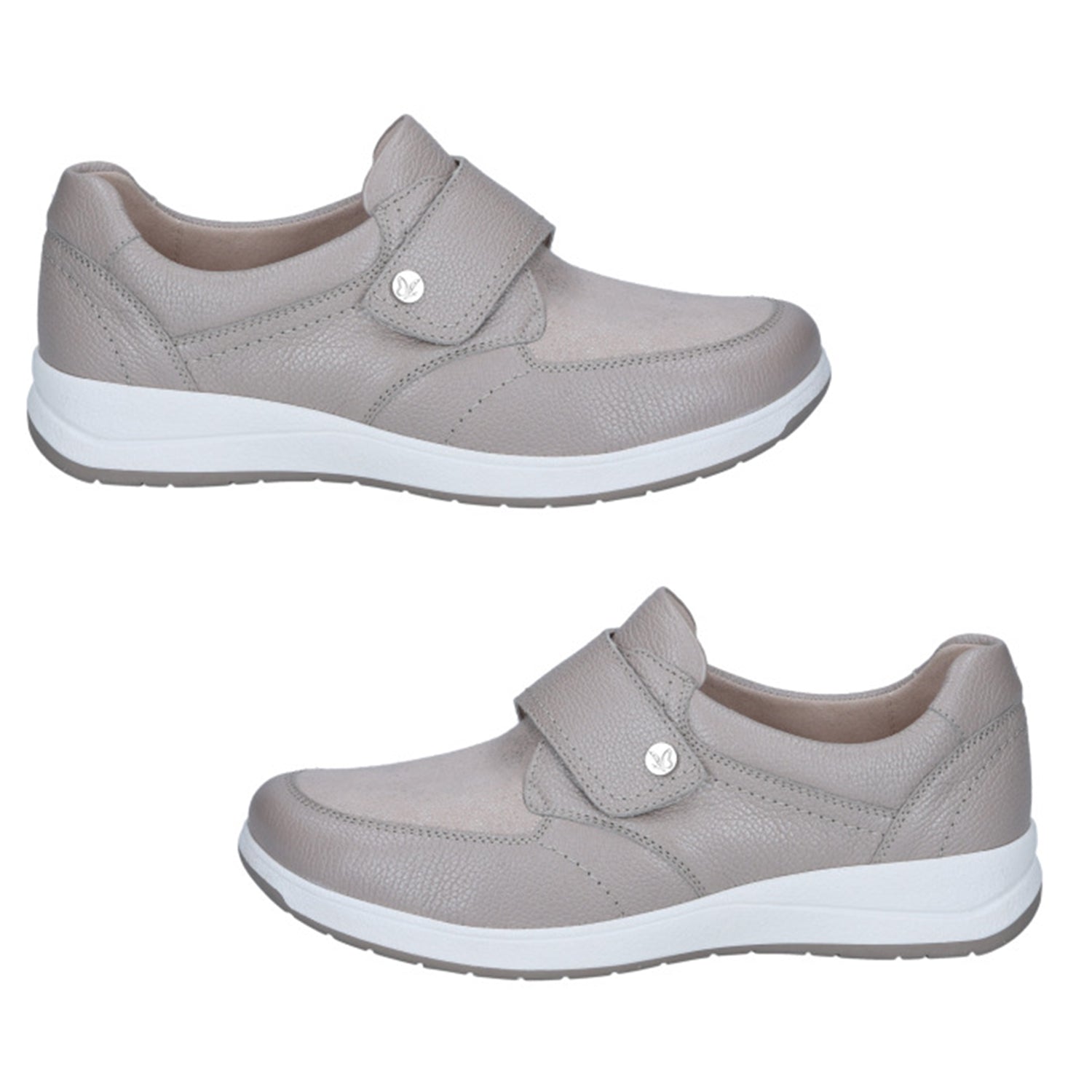 Caprice Gera Womens Velcro Strap Leather Shoes (Size 3.5) - Taupe 8635307 1