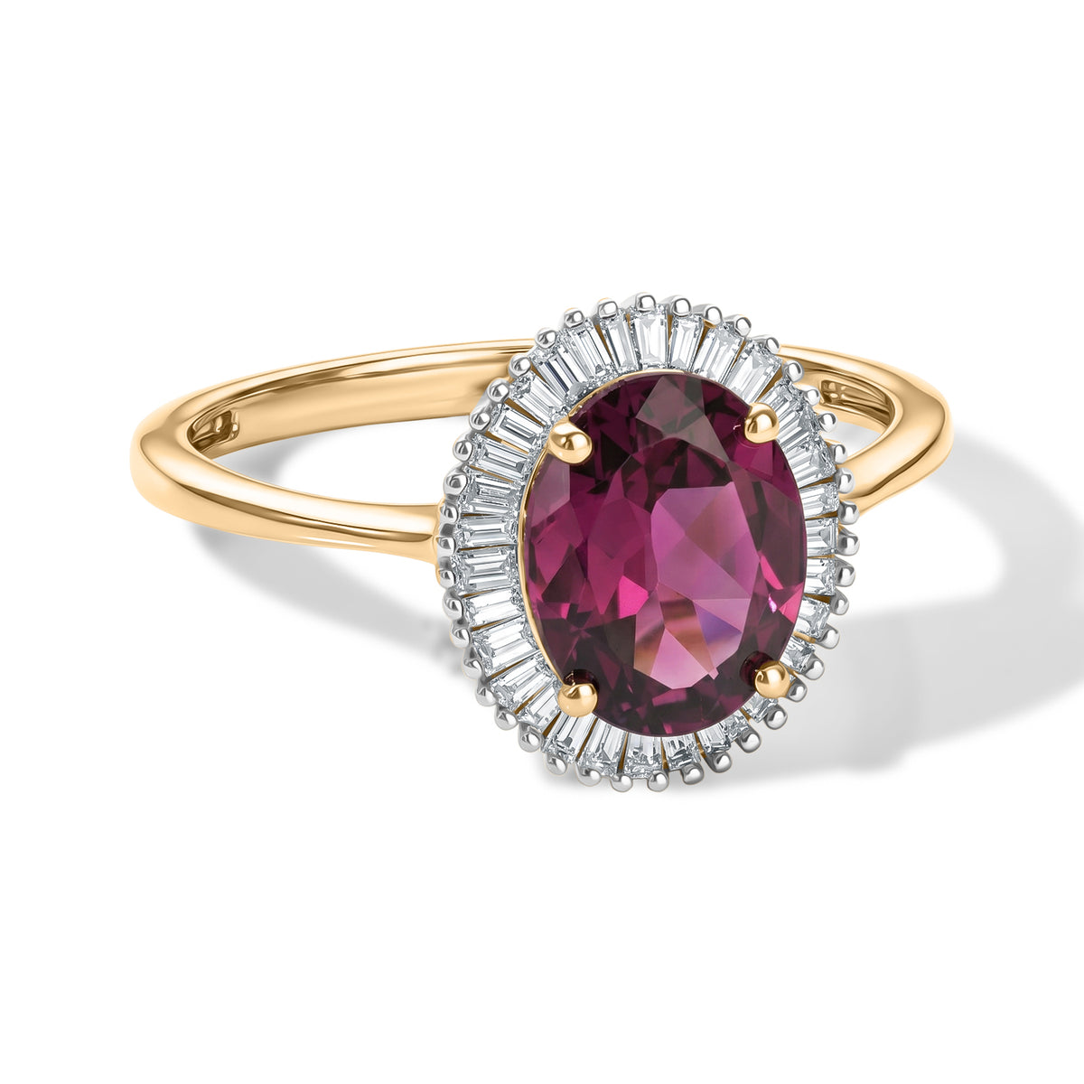 Tony Diniz Collection - 9K Yellow Gold AAA Natural Radiant Ember Garnet &amp; Natural White Diamond Halo Ring 2.36 Ct. 8635369 0